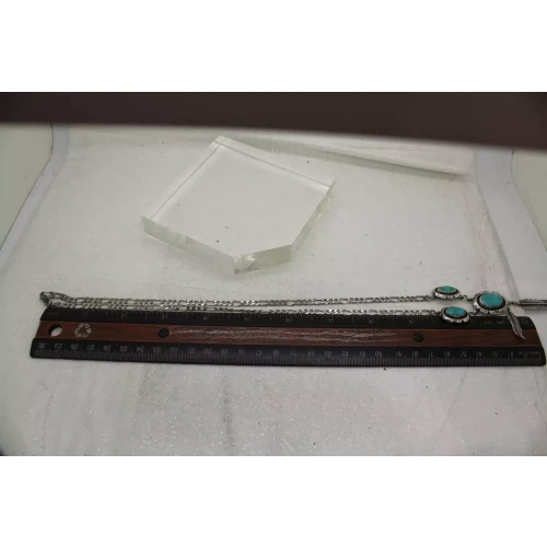 LEONARD MARIAN NEZ NAVAJO .925 S.S. TURQUOISE DROP necklace 22