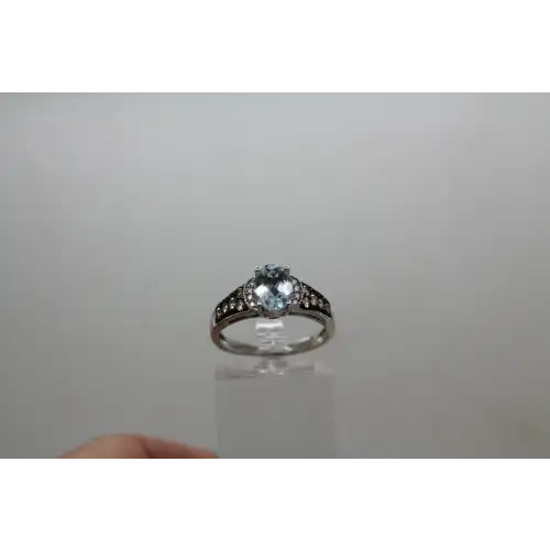LeVian 14k W.G. .25ctw CHOC. & WH. DIAMONDS .95ct AQUAMARINE sz 7 3/4