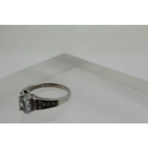 LeVian 14k W.G. .25ctw CHOC. & WH. DIAMONDS .95ct AQUAMARINE sz 7 3/4