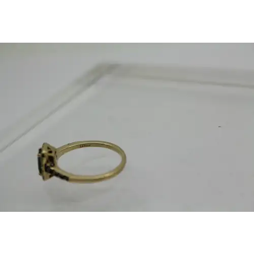 LeVian 14k Y.G. EMERALD, CHOCOLATE & VANILLA DIAMOND HALO sz 7 #