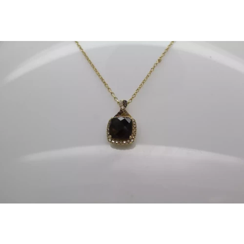 LeVIAN 14k Y.G. SMOKY QUARTZ CHOCOLATE & CHAMPAGNE DIAMOND necklace