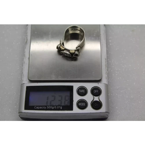 LILLY BARRACK 14k Y.G. & .925 S.S. MODERNIST NATURAL STONES ring size 6.5