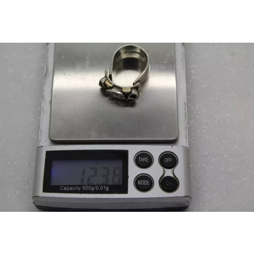 LILLY BARRACK 14k Y.G. & .925 S.S. MODERNIST NATURAL STONES ring size 6.5