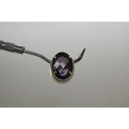LORI BONN .925 S.S. FUZZY NAVAL PURPLE SAPPHIRE OVAL SLIDE CHARM