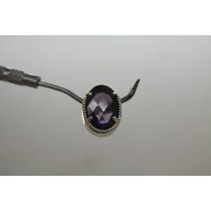 LORI BONN .925 S.S. FUZZY NAVAL PURPLE SAPPHIRE OVAL SLIDE CHARM