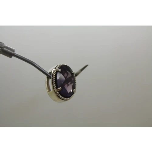 LORI BONN .925 S.S. FUZZY NAVAL PURPLE SAPPHIRE OVAL SLIDE CHARM