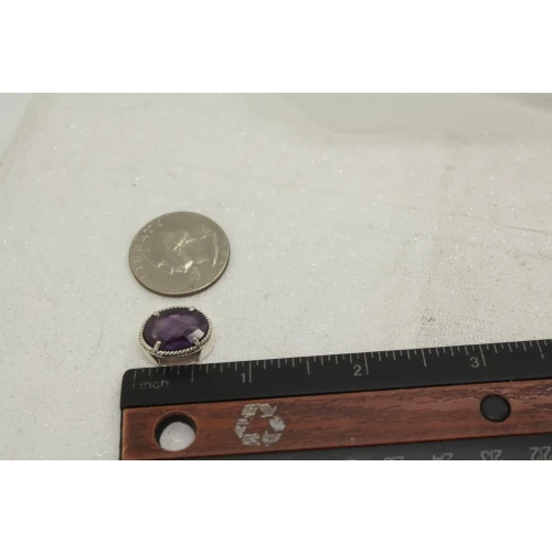 LORI BONN .925 S.S. FUZZY NAVAL PURPLE SAPPHIRE OVAL SLIDE CHARM