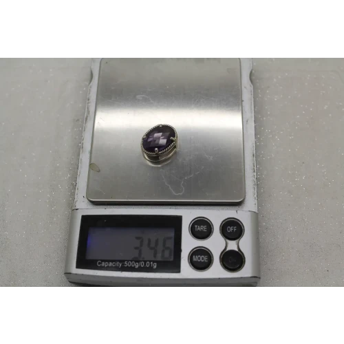 LORI BONN .925 S.S. FUZZY NAVAL PURPLE SAPPHIRE OVAL SLIDE CHARM