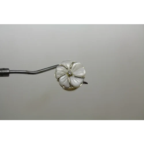 LORI BONN .925 S.S. MOP WHITE TOPAZ FLOWER DESIGN SLIDE charm