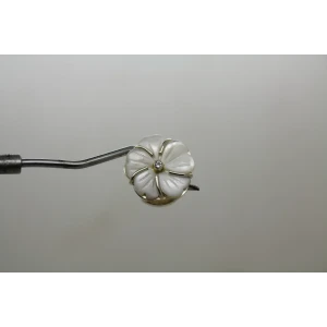 LORI BONN .925 S.S. MOP WHITE TOPAZ FLOWER DESIGN SLIDE charm