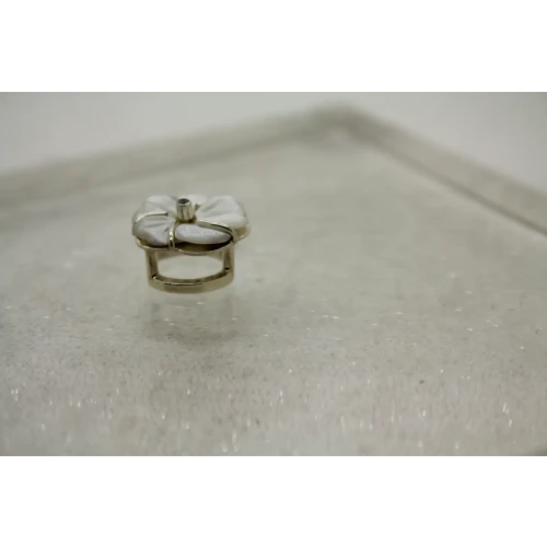 LORI BONN .925 S.S. MOP WHITE TOPAZ FLOWER DESIGN SLIDE charm