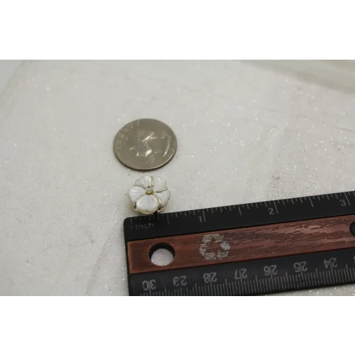 LORI BONN .925 S.S. MOP WHITE TOPAZ FLOWER DESIGN SLIDE charm