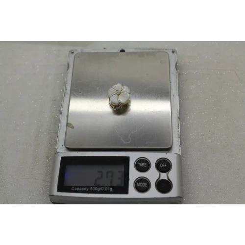 LORI BONN .925 S.S. MOP WHITE TOPAZ FLOWER DESIGN SLIDE charm