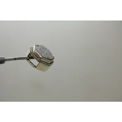 LORI BONN .925 S.S. SILVER DRUZY GEOMETRIC DESIGN SLIDE CHARM