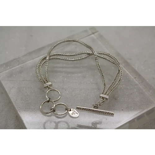 LORI BONN .925 S.S. TRIPLE STRAND SLIDE CHARM bracelet 8