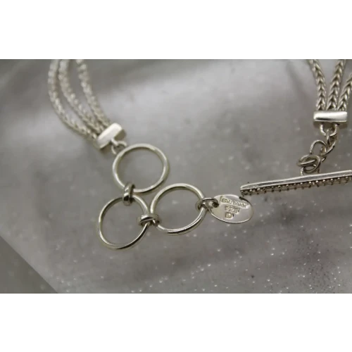 LORI BONN .925 S.S. TRIPLE STRAND SLIDE CHARM bracelet 8