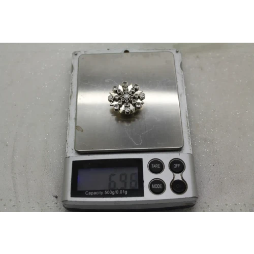 LORI BONN .925 S.S. WHITE QUARTZ PEARL SNOWFLAKE SLIDE CHARM