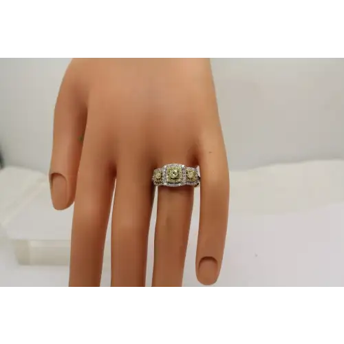 LUXORO 10k Y.G. .75ctw YELLOW & WHITE DIAMOND TRIPLE HALO size 8.5 #