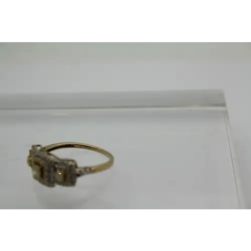 LUXORO 10k Y.G. .75ctw YELLOW & WHITE DIAMOND TRIPLE HALO size 8.5 #