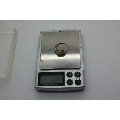 LUXORO 10k Y.G. .75ctw YELLOW & WHITE DIAMOND TRIPLE HALO size 8.5 #