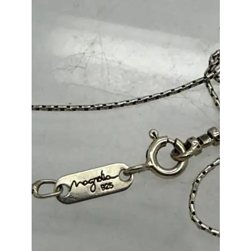 MAGNOLIA .925 S.S. BLUE OPAL HAMSA HAND pendant necklace 17