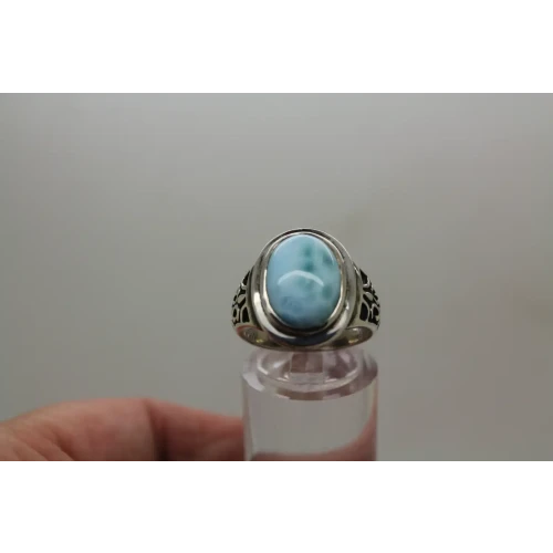MARAHLAGO .925 S.S. Oval Cut LARIMAR FANCY BAND ring size 6