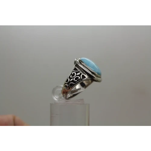 MARAHLAGO .925 S.S. Oval Cut LARIMAR FANCY BAND ring size 6