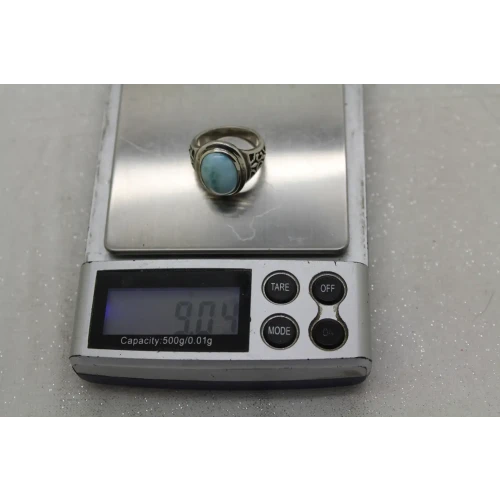 MARAHLAGO .925 S.S. Oval Cut LARIMAR FANCY BAND ring size 6