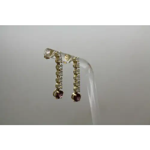 Mexico 14k Y.G. AMETHYST & CZ DROP DANGLE earrings, Stunning