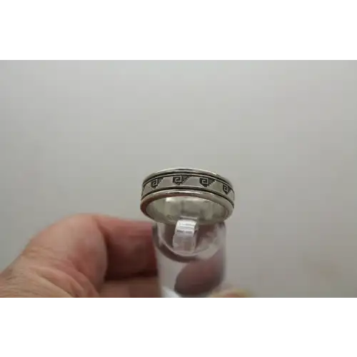 Mexico .925 S.S. GREEK KEY DESIGN SPINNER ring size 9.5 #
