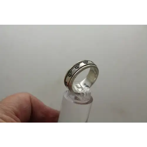 Mexico .925 S.S. GREEK KEY DESIGN SPINNER ring size 9.5 #