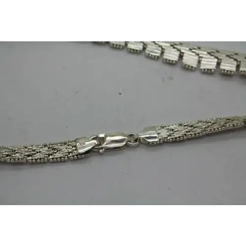 MILOR .925 S.S. FLAT GRADUATED MESH LINK DESIGN necklace 18