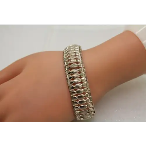 MILOR ITALY .925 Sterling Silver DOMED FLEX LINK Bracelet 7 1/2