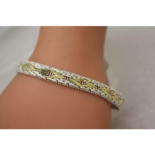 MILOR TWO TONE .925 Sterling Silver DIAMOND CUT DESIGN bracelet 7 1/2