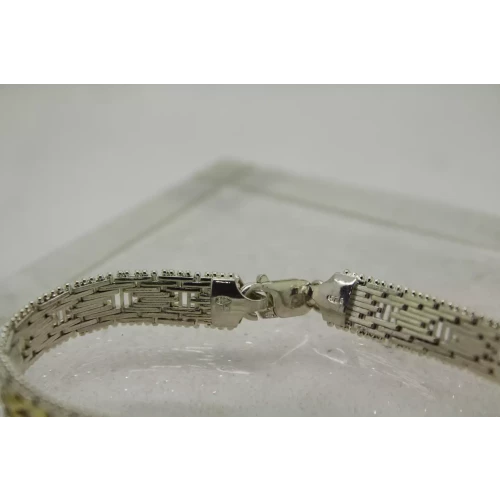 MILOR TWO TONE .925 Sterling Silver DIAMOND CUT DESIGN bracelet 7 1/2