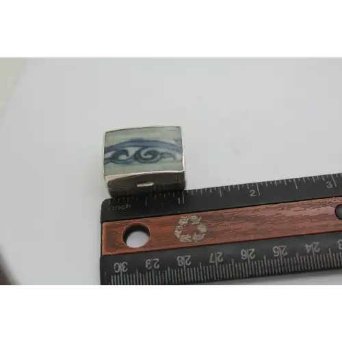 MING DYNASTY JEWELRY .925 S.S. CHINESE PORCELAIN PILL BOX (5)