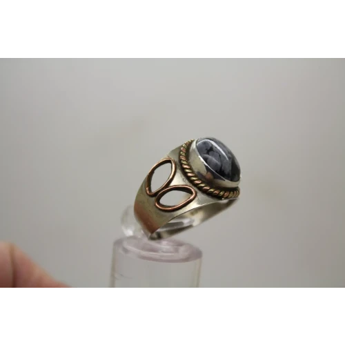 Mixed Metals .925 S.S. BUFFALO TURQUOISE ROPE DESIGN ring size 9.75