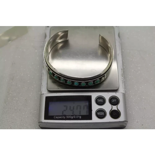 MJ MARCELLA JAMES NAVAJO .925 S.S. TURQUOISE SHADOWBOX cuff