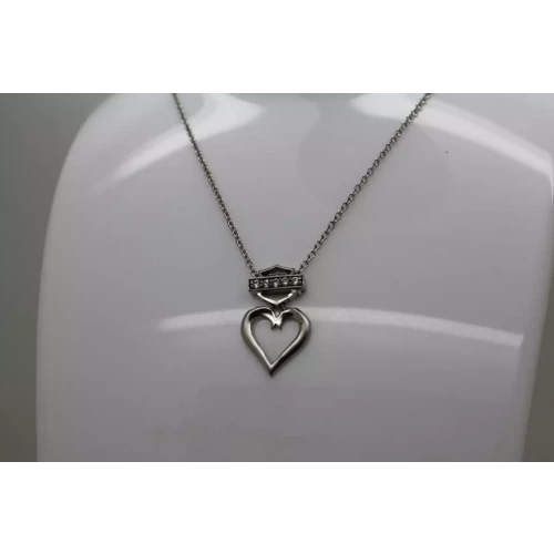 MOD HARLEY DAVIDSON .925 S.S. CRYSTAL BAR HEART pend. necklace 18