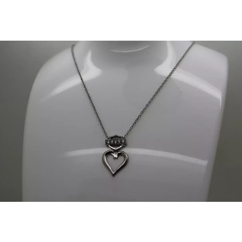 MOD HARLEY DAVIDSON .925 S.S. CRYSTAL BAR HEART pend. necklace 18