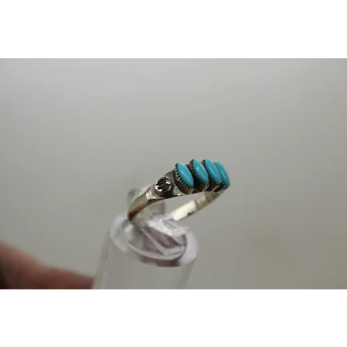 NATIVE AMERICAN .925 S.S. NAVAJO TURQUOISE ring size 8