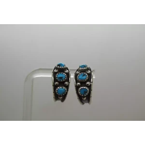 NATIVE AMERICAN .925 S.S. TURQUOISE HOOP DESIGN earrings