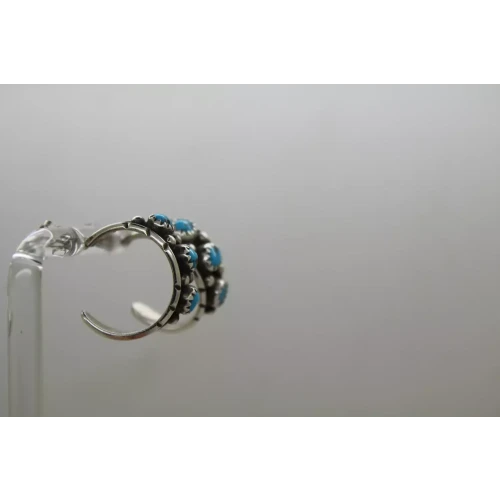 NATIVE AMERICAN .925 S.S. TURQUOISE HOOP DESIGN earrings