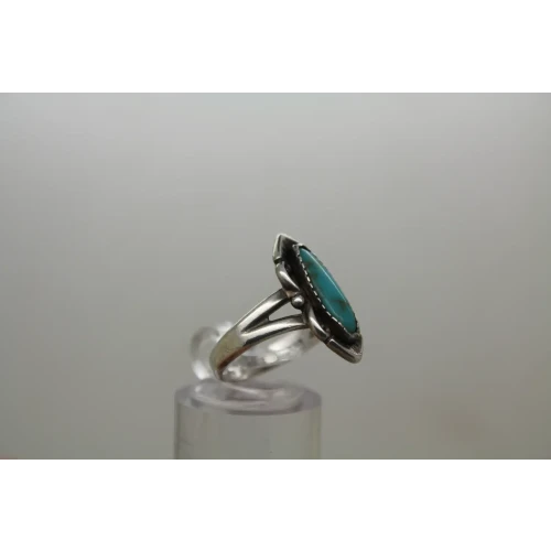 NATIVE AMERICAN Signed .925 S.S. TURQUOISE ring size 6.5