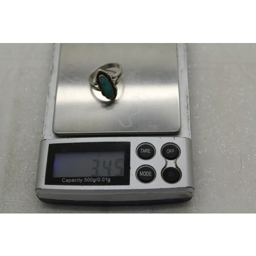 NATIVE AMERICAN Signed .925 S.S. TURQUOISE ring size 6.5