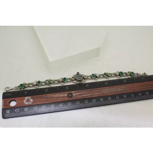 NB NICKY BUTLER .925 S.S. MOONSTONE , PEARL, GREEN STONE bracelet 8