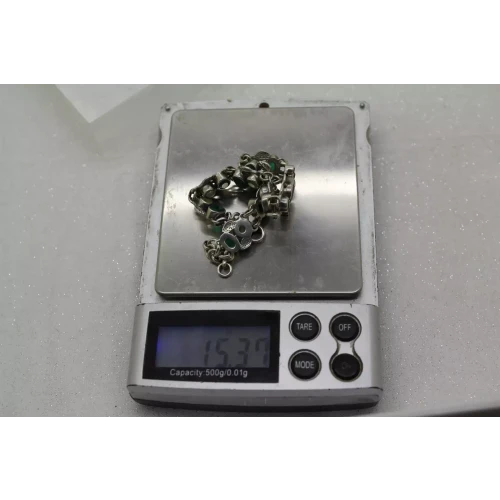 NB NICKY BUTLER .925 S.S. MOONSTONE , PEARL, GREEN STONE bracelet 8