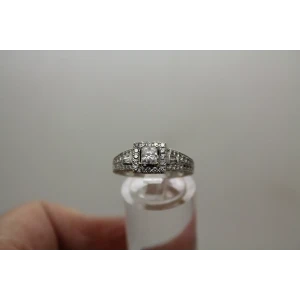 NEIL LANE 14k W.G. Princess 1.00ctw DIAMOND HALO ring size 6.75
