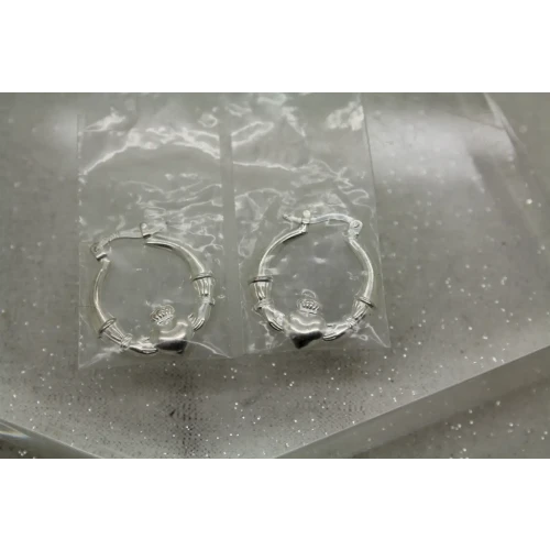 NEW Signed .925 Sterling Silver CLADDGH HOOP earrings