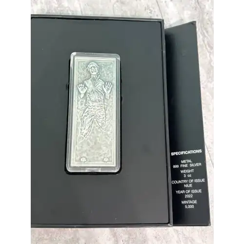 New Zealand Mint $10 2022 3 oz Pure Silver Coin - Han Solo™ in Carbonite  (3)